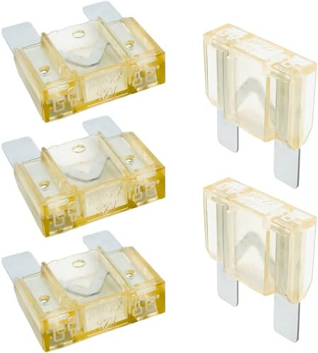 Tecside 80A KFZ Maxi Sicherungen | 5 Stück | 29mm Stecksicherungen für Stromdieb & Sicherungshalter 12V 24V 32V Flachsicherungen für Auto, Boot, Motorrad & Wohnmobil | iMaXX maxiOTO F9080 Beige