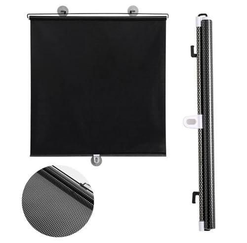 Protección UV del Coche Parasol Enrollable Automático Universal para Coche, Cortina Aislante para Coche, Engranaje Delantero, Parasol Retráctil Automático Persianas De Coche(Black 40X125CM)