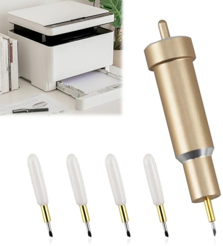 Cragmut Premium Feinschnittklinge Mit Gehäusec, 4 Messerklinge Ersatzklingen Kompatibel Feinschnittklinge geeigntmit Cricut Maker, Maker 3, Air 3, Air 2, Air, One, Explore 3 Explore 3(Gold)