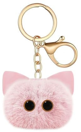 AMOR SPES Porte-clés en forme de chat mignon en peluche pour la famille, les amis, les femmes et les hommes, rose, taille unique