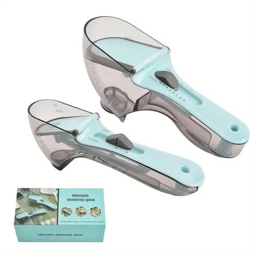 2 PCS Measuring Spoon, Adjustable Battery-Free Baking Food Measuring Scoop Scale, Magnetic Digital Measuring Spoons Set for Dispensing Food Condiments Dog Cat Food Liquid Dry Ingredients
