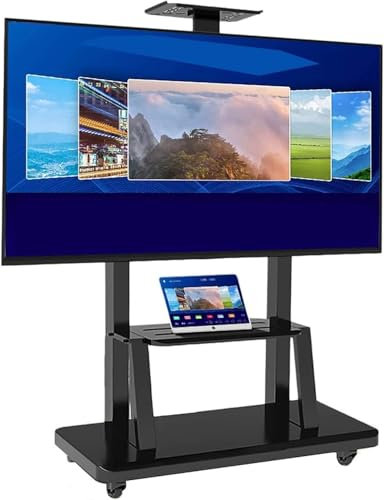TV stand on wheels Tall TV Display Stand on Wheels, With Laptop Shelf & Mount, Load 150kg