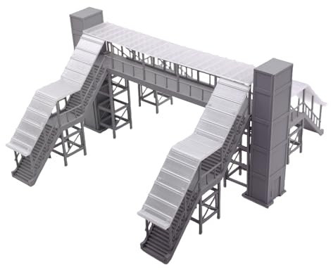 Outland Models Overhead Footbridge w Canopy(4 Stairs & Elevators) 1:87 HO Gauge