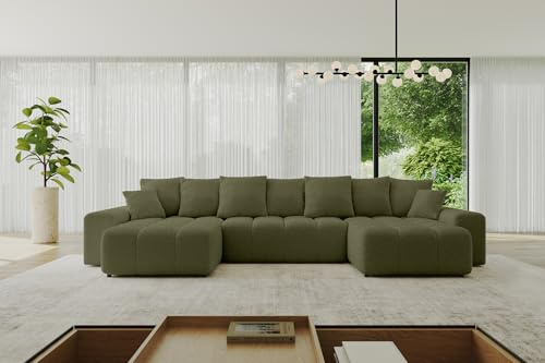 ALTDECOR Ecksofa mit Schlaffunktion U-Form ENIL-U 401x189x68 - Grün