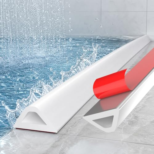 alophoty 170cm Barriera Doccia Ferma Acqua - Bordo per Piatto Doccia, Barriera Antiacqua per Doccia, Silicone Flessibile e Durevole, Aderenza Potente, Facile da Installare, Bianco