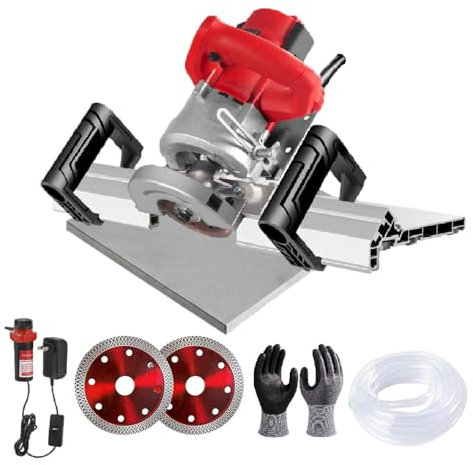 Electric Tile Bevel Cutter 1200W - Professional 43° Beveling Tool with Dust Collection, 2 Diamond Blades & Water Pump for Ceramic/Porcelain Tiles