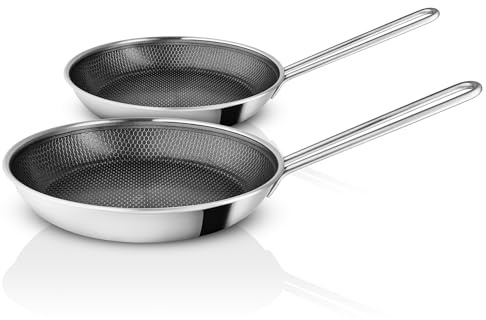 Eva Trio | Multi Bratpfanne 2er Set 24 & 28 cm Mosaic keramische Slip-Let®-Antihaftbeschichtung |Pfannen mit einzigartigem Mosaikmuster auf der Oberfläche | Brushed Steel