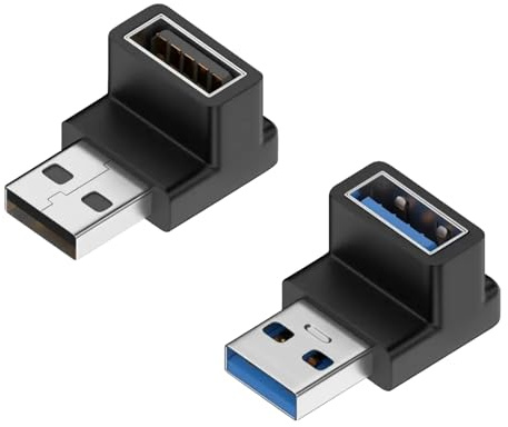 FWYDRJZC 2 Pack 90 Degree USB 3.1 Adapter Up and Down Angle Coupler for 10Gbps Data Transfer and 3A Charging USB-A OTG Adapte Compatible with Laptop Keyboard Hard Drive Power Bank PC
