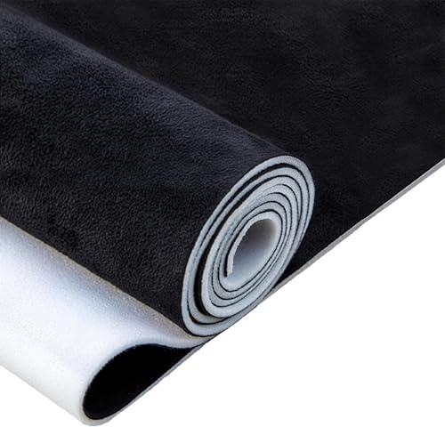 Dachhimmel Stoff, 200cm x 150cm, Schwarz Autohimmelstoff Himmelstoff Wildleder Optik Kunstleder mit 4mm Schaumstoffrücken, Innenverkleidung Bezugsstoff für Auto Caravan Boot Wohnmobil DIY