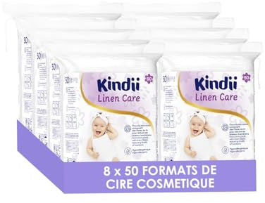 Kindii Linen Care – lingettes humides – au lin – réduction des bactéries – ingrédients naturels – tissu naturel – 8 x 50 pièces