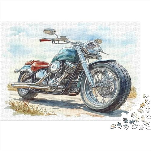 Motorcycle Silver Classic Chopper 1000 Piece Jigsaw Puzzle Premium Paper, for Teens Adults, Brain Teaser Soft Silver Classic Chopper Paint, 52x38cm