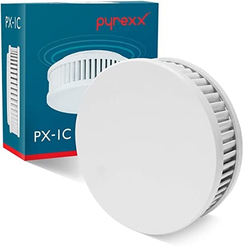Pyrexx PX-1C Funk - Rauchwarnmelder 10 Jahre Batterie vernetzbar mit weiteren Meldern, Magnet-Halterung ohne Bohren und LED-Blinken, Zertifiziert nach Q-Label, Weiß, 6er Set