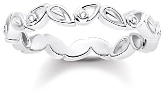 Thomas Sabo Damen-Ring Blätter 925 Silber Diamant (0.2 ct) weiß Gr. 52 (16.6) - D_TR0024-725-21-52