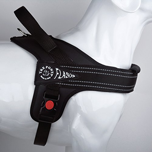 Tre Ponti Geschirr Linea Flash schwarz Verstellbarer Bauchgurt 80-100 cm bis ca 30-40 kg