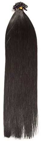 Schwarze Keratin Bonding Extensions 100% Remy Echthaar Human Hair - 250x 1g 45cm Glatte Strähnen - Lange Haare mit Keratin Bondings U-Tip Haarverlängerung Haarverdichtung-Farbe:#1 Schwarz