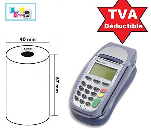 200 rouleaux, bobines cartes bancaire, papier thermique 57 x 40 x 12 mm pour terminal de paiement, calculatrice