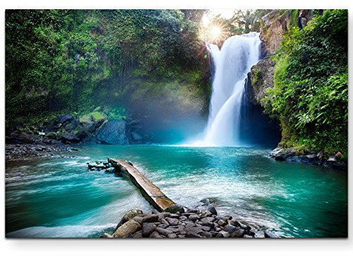 Paul Sinus Art Leinwandbilder | Bilder Leinwand 120x80cm Wasserfall im Dschungel