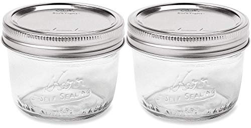 Kerr Wide Mouth Half-Pint Glass Mason Jars 8-Ounces with Lids and Bands (2 Jar-Pack)