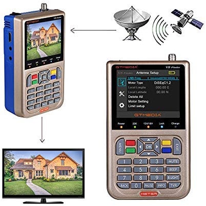 GT MEDIA V8 Sat Finder Meter Rilevatore di Segnale Satellitare Sat Detector DVB-S/S2/S2X Con Display LCD Da 3,5 HD 1080P Posizionamento ottimale per parabola Satellite