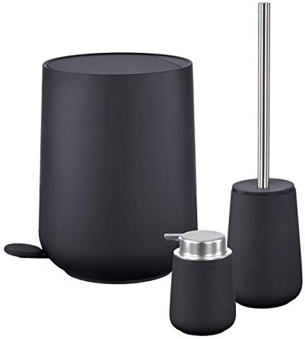 Zone Denmark Nova Bad Accessoires Set Pedaleimer mit Soft Close Seifenspender Toilettenbürste Soft Touch Black schwarz