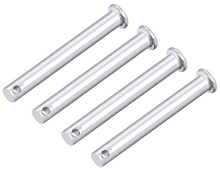 sourcing map 4 Stück Steckbolzen Gabelkopf Gabelbolzen Einloch Flachkopf, 8mm X 80mm Splintstift Verzinkung Massiver Stahl Lochbolzen