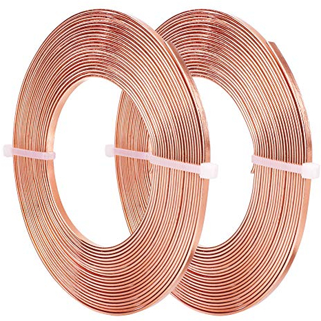 BENECREAT 10m Alambre Plano de Aluminio 3mm de Ancho Alambre de Bisutería Accesorios Metálicos para Manualidad de Artesanía 5m/Rollo - Cobre