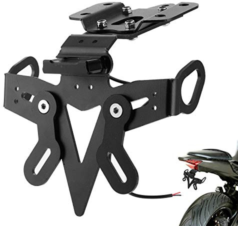 Support Plaque Mt07, Kit D'Élimination D'aile De Support De Plaque D'immatriculation De Moto avec LED pour Mt-07 Fz-07 2013-2020 Support de Plaque mt07+Support de Plaque mt07+Support Plaque mt07 supp