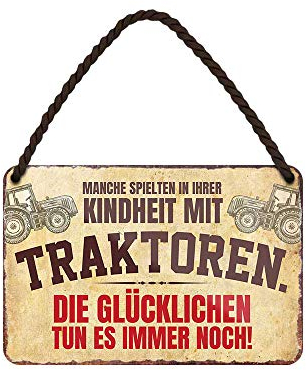 helges-shop Witziges Traktoren Spruch Blechschild mit Kordel und Saugnapf - Metallschild für Schlepper Bulldog Trecker Ackergerät Fans und Sammler - lustige Geschenkidee für Traktorfahrer - 18x12cm