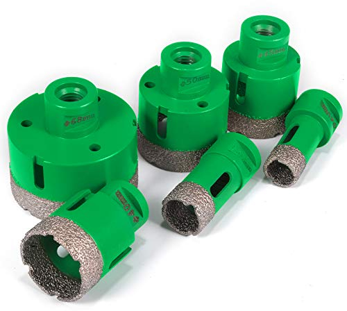 VEVOR Ensemble de Scies Cloches Diamant 6 Pièces 20/25/40/45/50/68 mm, Forets Diamant Brasé sous Vide avec Filetage M14, pour Marbre Granit Carrelage Meuleuse Porcelaine