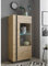 Lomadox Beleuchteter Vitrinenschrank in Eiche Artisan Nb. mit Absetzungen in Graphit grau, B/H/T: ca. 72/154/40 cm
