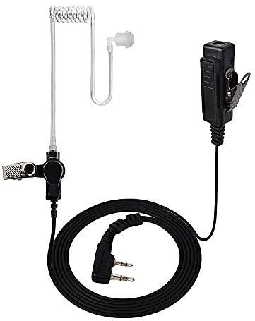 UAYESOK Air Covert Acoustic Tube Earpiece Walkie Talkie Security Headset 2 Pin with PTT Mic Microphone Compatible With Kenwood TK-3501 TK-3201 Baofeng UV-5R BF-888S UV-82 Retivis Two Way Radio