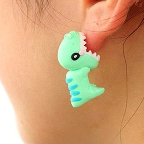 Beißende Ohrstecker 3D Dinosaurier Krokodil Kaninchen Beißende Ohrringe Niedliche Cartoon Tier Ohrringe Weiche Keramik Einfache Ohrringe Beißende Ohrstecker
