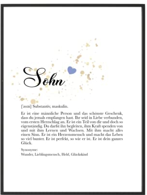 Manufaktur Liebevoll Poster - Kunstdruck mit Definition und Worterklärung des Wortes Sohn - Geschenk für den Sohn