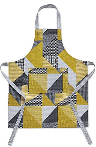 Catherine Lansfield Larsson Geo Apron Ochre,Double Oven Glove,KT/44750/W/APR/OC
