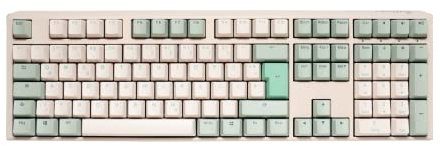 Ducky One 3 Matcha - Mechanische Gaming Tastatur Deutsches Layout im Fullsize-Format mit Cherry MX Red Switches, Hot-Swap-fähig und Abnehmbares Kabel