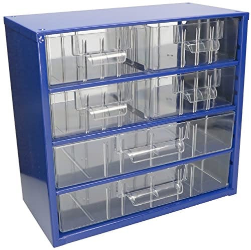 KOTARBAU® 4M2G Boîte de rangement d'atelier avec tiroirs 306 x 282 x 155 cm Boîte de rangement en métal pour petites pièces Bleu foncé