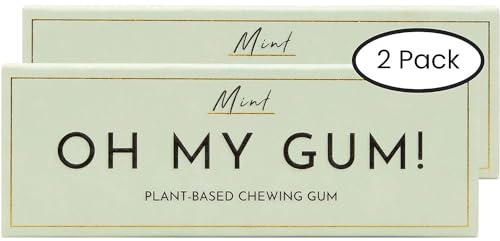 OH MY GUM! Natural Chewing Gum in Mint Pack of 2 (10 Pieces/Pack) | 100% Plant Based Aspartame Free Chewing Gum | Award Winning Sugar Free Chewing Gum & Good for Teeth |