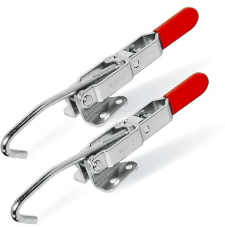 POWERTEC 20308-P2V J Hook Toggle Clamp 451 w/Hook Type Draw Latch Pull Action, 375 lb Holding Capacity - 2 Pack