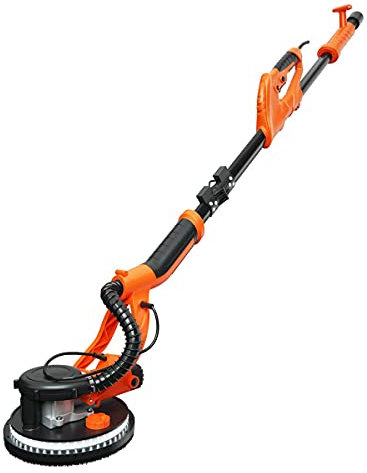 GYMAX Levigatrice a Secco 750W, Levigatrice Cartongesso per Muro 1750 RPM, con 6 Velocità Regolabili, Luce LED, Raccolta Automatica della Polvere, 12 Dischi Abrasivi Ф210 mm e Cavo 2,95 m