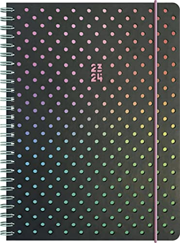 BRUNNEN Schülerkalender „Disco“ 2023/2024 2 Seiten = 1 Woche A5 schwarz/pink