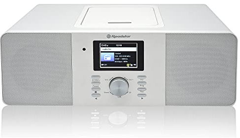 Roadstar IR-540D+BT/WH Microcatena Radio Internet Wi-Fi e Digital Dab+/ FM, lettore CD-MP3, Bluetooth, USB per la ricarica rapida, AUX IN, telecomando, connessioni cuffie, bianco