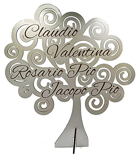 Albero della Vita in Legno Personalizzato Con i Nomi deilla Famiglia. Realizzato con Laser. Made in Italy