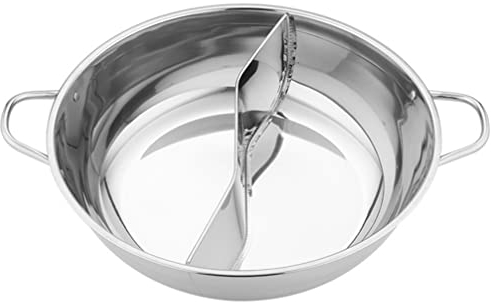 BESTonZON Sartenes Con Tapa Olla Con Divisor Olla Shabu Shabu De Doble Olla De De Doble Olla Antiadherente Para De Inducción Estufa De Gas 28 Cm Cacerolas Para Induccion