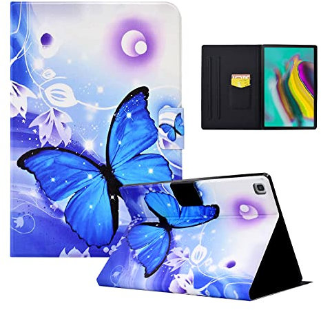 CXTcase Custodia per Samsung Galaxy Tab S5e 10.5 2019 (SM-T720/T725),PU Intelligente Tablet Cover Samsung Galaxy Tab S5e 10.5 2019,Tablet Custodia con Slot per Schede,Farfalla Blu