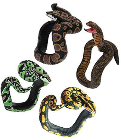 jojofuny 4 Stück Gummi Gefälschte Schlang: Realistische Schlange Spielzeug Für Kinder Halloween-party Bevorzugt Geschenke - Schlagarmbänder Für Vögel/Katzen Fernzuhalten Garten-Requisiten