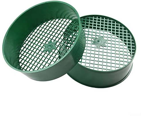 2Pcs Gartensieb Grün Durchwurfsieb 6mm Maschenweite Kompostsieb Erdsieb Sandsieb Sieb Für Garten, Erde, Sand, Kompost Steine – Rund, 16 Cm Klein