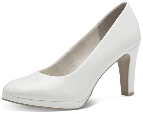 MARCO TOZZI Damen Pumps mit Trichterabsatz Vegan, Weiß (White Patent), 39 EU
