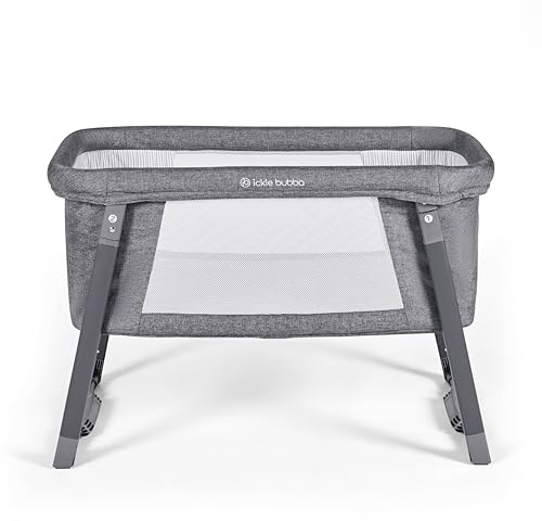 Ickle Bubba Mini Rocker Crib | Kompaktes faltbares Babybett mit Matratze, Schaukel- und statischen Modi, Mesh-Einsätze für Atmungsaktivität – ideal für kleine Räume und Reisen (Space Grey)