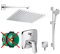vanvilla Duschsystem mit Unterputz Duscharmatur von Hansgrohe Einhebelmischer und vanvilla Regendusche mit Armatur, Duschkopf eckig, Dusch-SET HG34-ob poliert