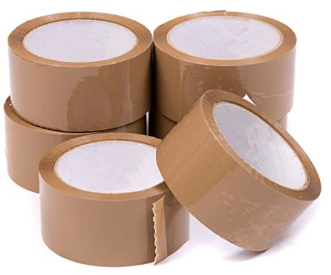 Touch of Venetian 6X Parcel Tape General Purpose Packing Tape - 48mm x 66m, Brown Tape for Packing Boxes, Packaging Tape for Moving House
